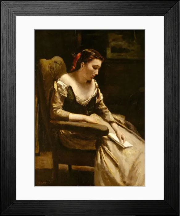 Framed Print : The Letter, ca. 1865. Creator: Jean-Baptiste-Camille Corot Framed Print : The Letter, ca. 1865. Creator: Jean-Baptiste-Camille Corot