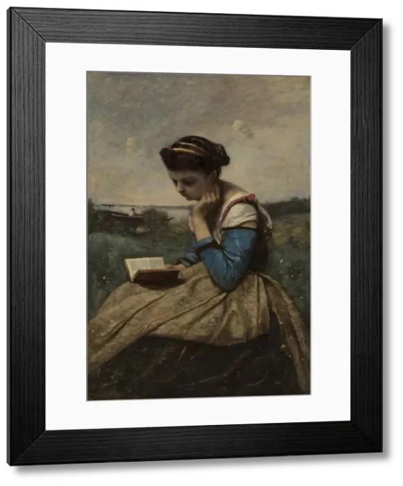 Framed Print : A Woman Reading, 1869 and 1870. Creator: Jean-Baptiste-Camille Corot Framed Print : A Woman Reading, 1869 and 1870. Creator: Jean-Baptiste-Camille Corot