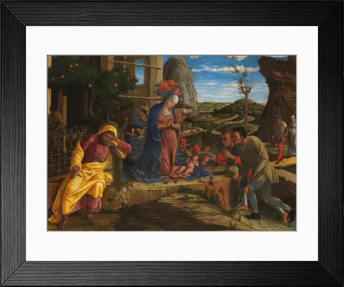 Framed Print : The Adoration of the Shepherds, shortly after 1450. Creator: Andrea Mantegna Framed Print : The Adoration of the Shepherds, shortly after 1450. Creator: Andrea Mantegna