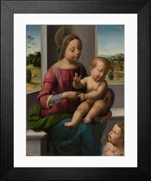 Framed Print : Madonna and Child with the Young Saint John the Baptist, ca. 1497. Creator: Fra Bartolomeo Framed Print : Madonna and Child with the Young Saint John the Baptist, ca. 1497. Creator: Fra Bartolomeo