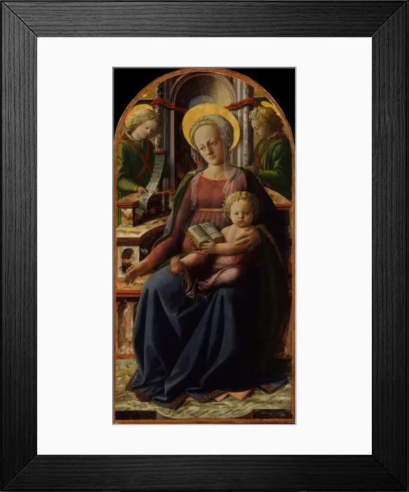 Framed Print : Madonna and Child Enthroned with Two Angels, ca. 1440. Creator: Filippo Lippi Framed Print : Madonna and Child Enthroned with Two Angels, ca. 1440. Creator: Filippo Lippi