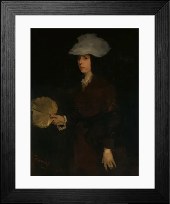 Framed Print : Lady with Fan, 1873. Creator: Frank Duveneck Framed Print : Lady with Fan, 1873. Creator: Frank Duveneck