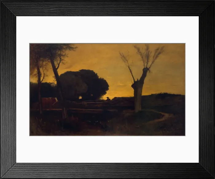 Framed Print : Evening at Medfield, Massachusetts, 1875. Creator: George Inness Framed Print : Evening at Medfield, Massachusetts, 1875. Creator: George Inness