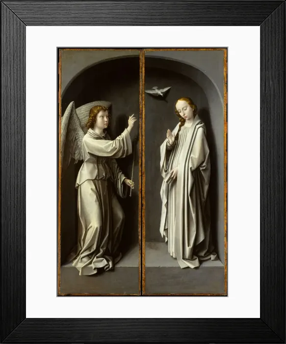 Framed Print : Archangel Gabriel; The Virgin Annunciate, ca. 1510. Creator: Gerard David Framed Print : Archangel Gabriel; The Virgin Annunciate, ca. 1510. Creator: Gerard David
