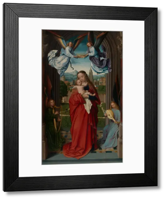 Framed Print : Virgin and Child with Four Angels, ca. 1510-15. Creator: Gerard David Framed Print : Virgin and Child with Four Angels, ca. 1510-15. Creator: Gerard David