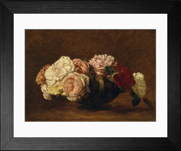 Framed Print : Roses in a Bowl, 1883. Creator: Henri Fantin-Latour Framed Print : Roses in a Bowl, 1883. Creator: Henri Fantin-Latour
