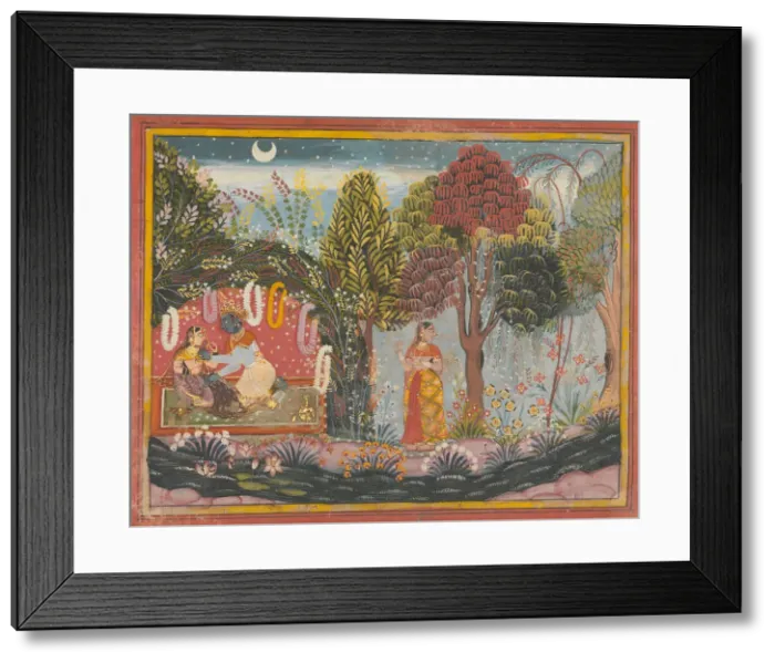Framed Print : Krishna and Radha in a Bower: Page From a Dispersed Gita Govinda, ca. 1665. Creator: Sahibdin Framed Print : Krishna and Radha in a Bower: Page From a Dispersed Gita Govinda, ca. 1665. Creator: Sahibdin
