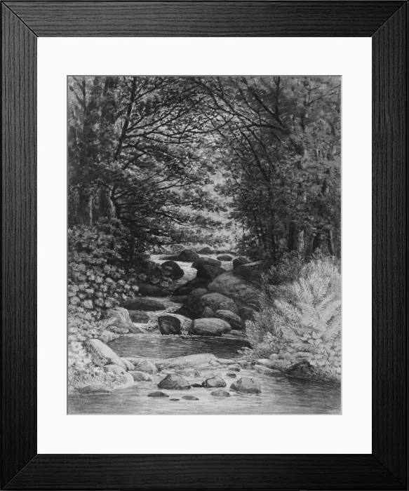 Framed Print : A Forest Cascade at Hiram, Maine, 1859. Creator: Henry Hitchings Framed Print : A Forest Cascade at Hiram, Maine, 1859. Creator: Henry Hitchings