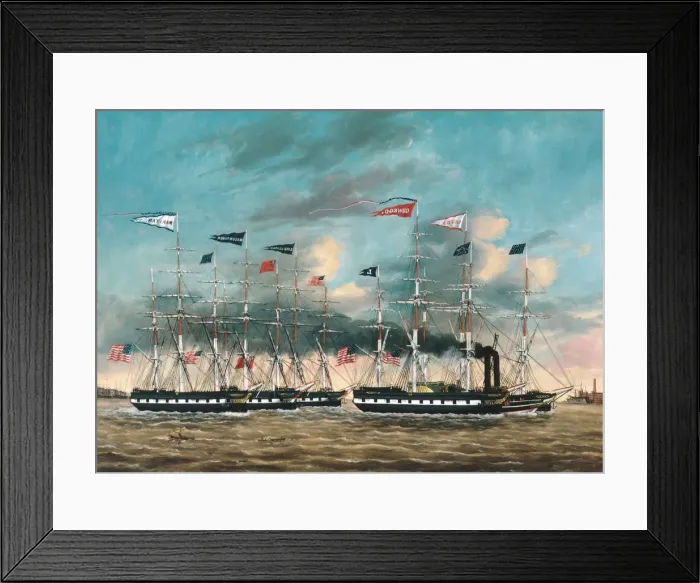 Framed Print : The Tow Boat Conqueror, 1852. Creator: James Guy Evans Framed Print : The Tow Boat Conqueror, 1852. Creator: James Guy Evans
