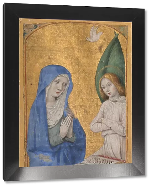 Manuscript Leaf with the Annunciation from a Book of Hours, ca. 1485-90. Creator: Jean Bourdichon