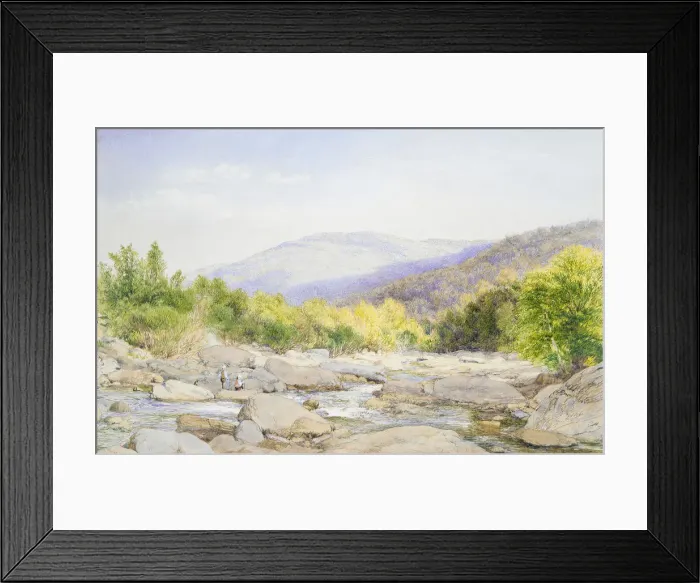 Framed Print : Landscape: View on Catskill Creek, 1867. Creator: John William Hill Framed Print : Landscape: View on Catskill Creek, 1867. Creator: John William Hill