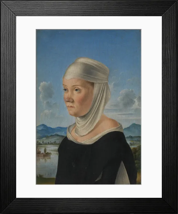Framed Print : Portrait of a Woman, Possibly a Nun of San Secondo; (verso) Scene in Grisaille, ca Framed Print : Portrait of a Woman, Possibly a Nun of San Secondo; (verso) Scene in Grisaille, ca