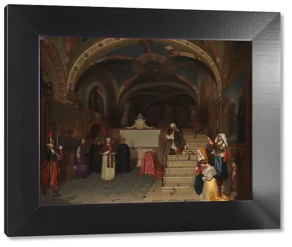 Pope Gregory XVI Visiting the Church of San Benedetto at Subiaco, 1843. Creator: Jean-Francois