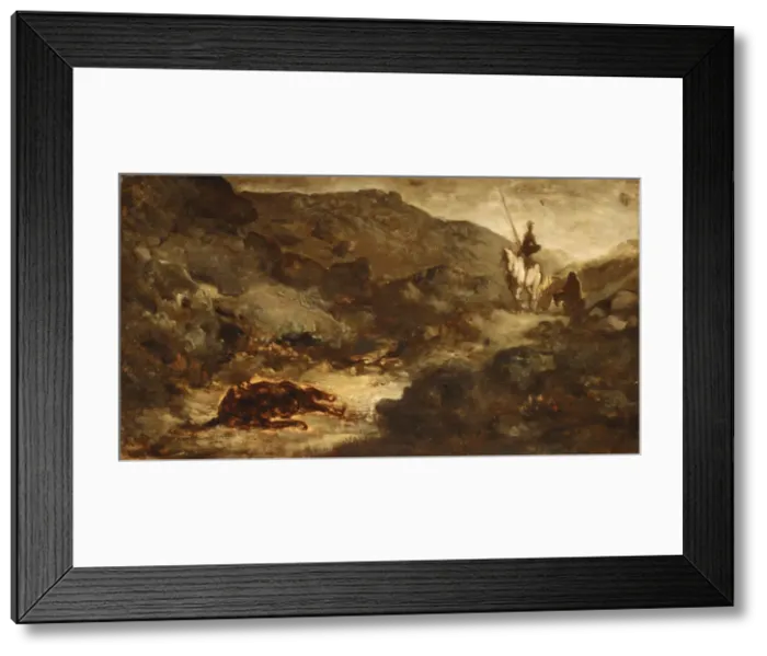 Framed Print : Don Quixote and the Dead Mule, after 1864. Creator: Honore Daumier Framed Print : Don Quixote and the Dead Mule, after 1864. Creator: Honore Daumier