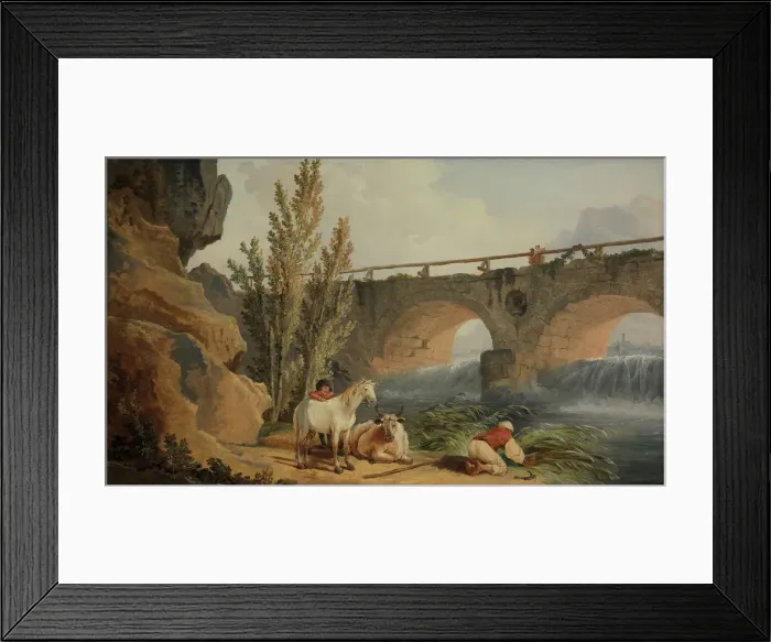 Framed Print : Bridge over a Cascade. Creator: Hubert Robert Framed Print : Bridge over a Cascade. Creator: Hubert Robert