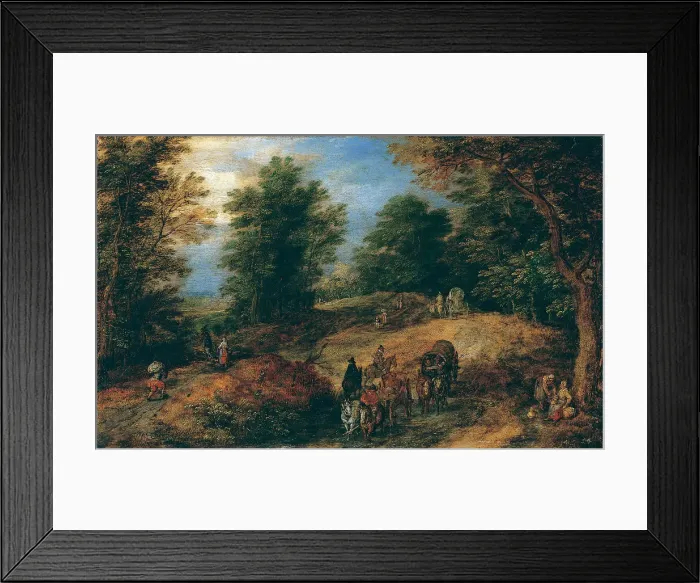 Framed Print : Landscape with Travelers on a Woodland Path, ca. 1607. Creator: Jan Brueghel the Elder Framed Print : Landscape with Travelers on a Woodland Path, ca. 1607. Creator: Jan Brueghel the Elder