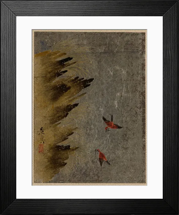 Framed Print : Birds and Jutting Rocks. Creator: Shibata Zeshin Framed Print : Birds and Jutting Rocks. Creator: Shibata Zeshin