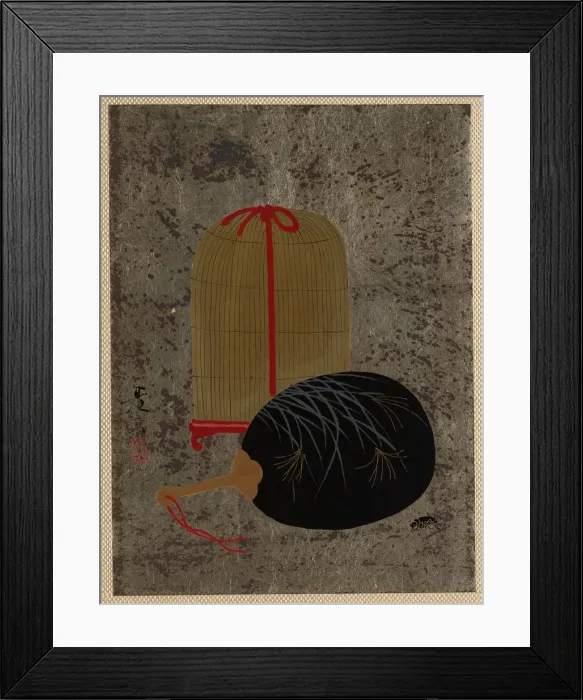Framed Print : Fan and Insect Cage. Creator: Shibata Zeshin Framed Print : Fan and Insect Cage. Creator: Shibata Zeshin