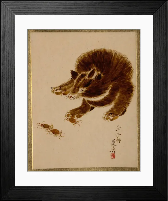 Framed Print : Bear and Crabs. Creator: Shibata Zeshin Framed Print : Bear and Crabs. Creator: Shibata Zeshin