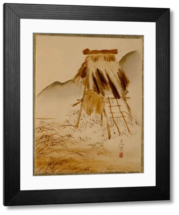 Framed Print : Rice-Drying Frame. Creator: Shibata Zeshin Framed Print : Rice-Drying Frame. Creator: Shibata Zeshin