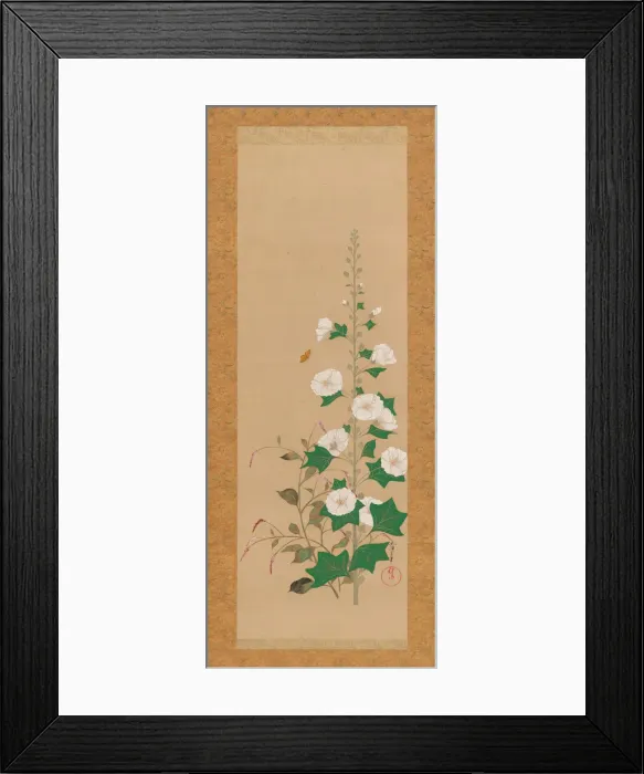 Framed Print : Hollyhocks and Prince s-Feather Flowers, early 19th century. Creator: Sakai Oho Framed Print : Hollyhocks and Prince s-Feather Flowers, early 19th century. Creator: Sakai Oho