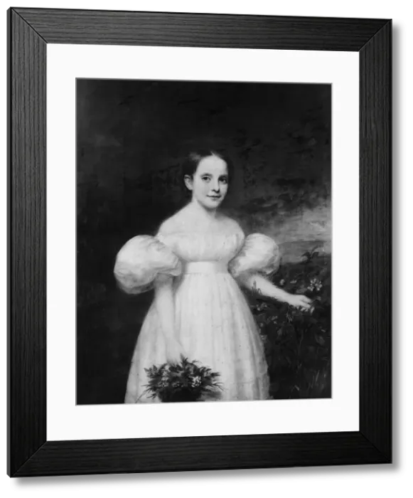 Framed Print : Portrait of a Girl with Flowers, ca. 1835. Creator: Samuel Lovett Waldo Framed Print : Portrait of a Girl with Flowers, ca. 1835. Creator: Samuel Lovett Waldo