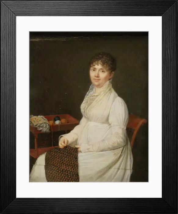 Framed Print : Portrait of a Woman with Tapestry Work. Creator: Unknown Framed Print : Portrait of a Woman with Tapestry Work. Creator: Unknown
