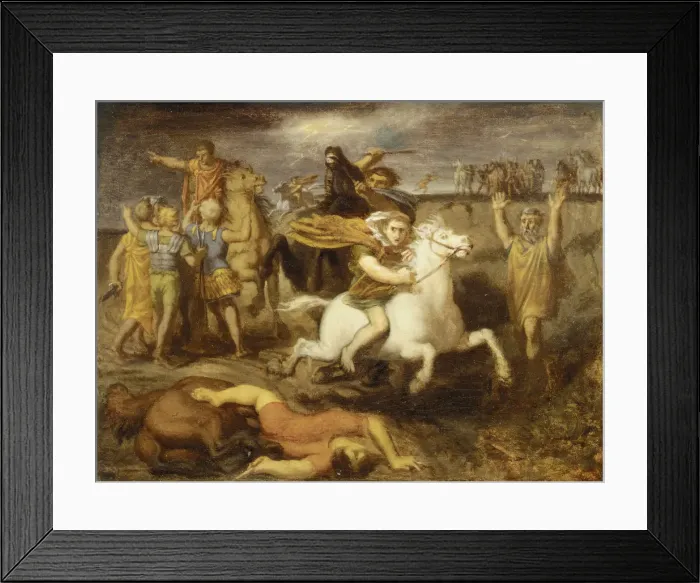 Framed Print : Scene from the Gallic Wars: The Gaul Littavicus, Betraying the Roman Cause, Flees to Framed Print : Scene from the Gallic Wars: The Gaul Littavicus, Betraying the Roman Cause, Flees to