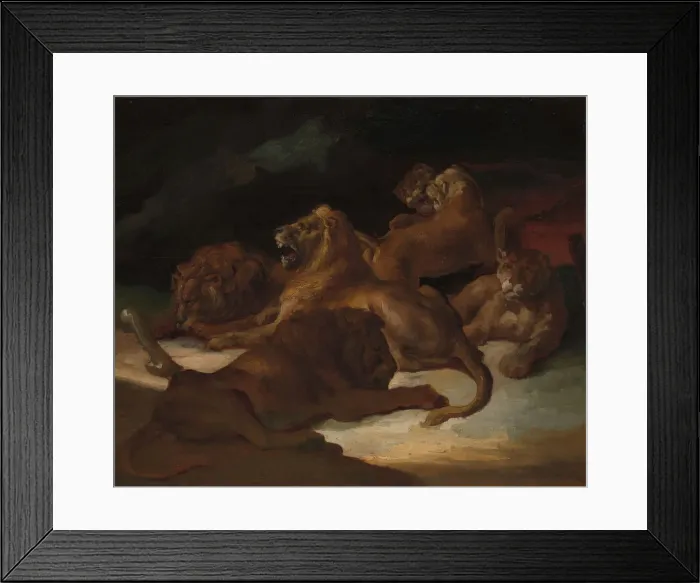 Framed Print : Lions in a Mountainous Landscape, ca. 1818-20. Creator: Theodore Gericault Framed Print : Lions in a Mountainous Landscape, ca. 1818-20. Creator: Theodore Gericault