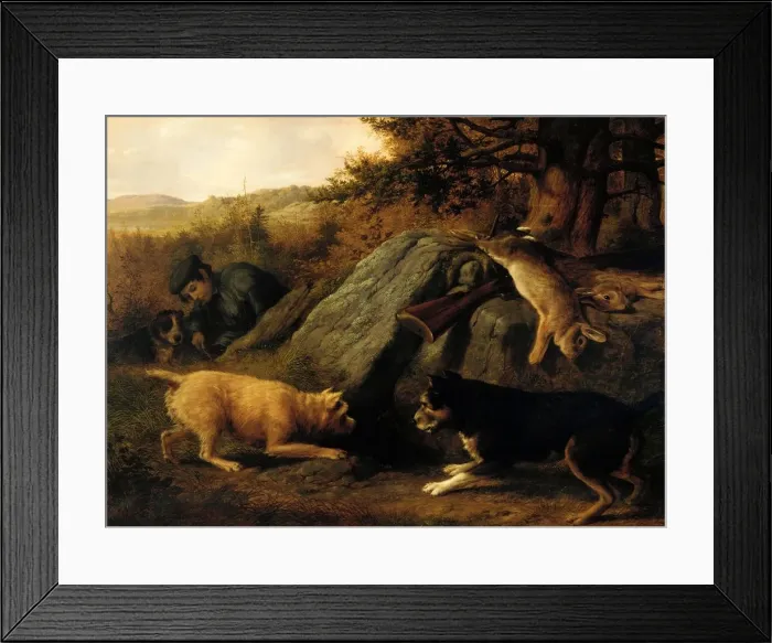 Framed Print : The Rabbit Hunters, 1850. Creator: Thomas Hewes Hinckley Framed Print : The Rabbit Hunters, 1850. Creator: Thomas Hewes Hinckley