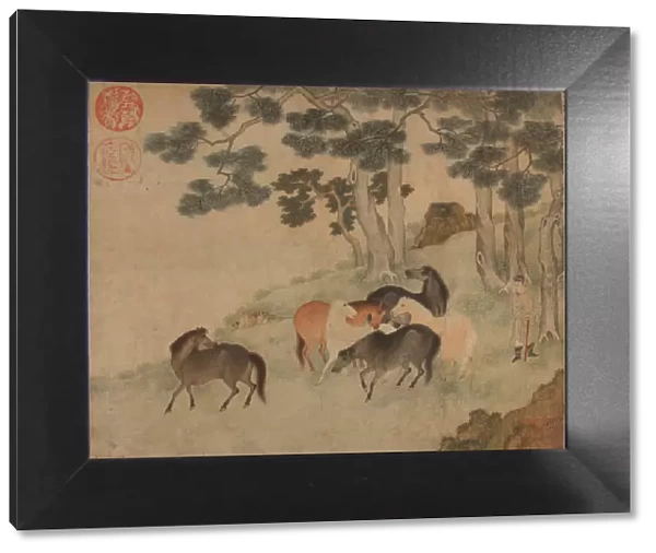 Horses in Landscape with Attendant. Creator: Unknown