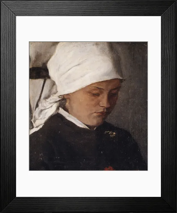 Framed Print : Peasant Girl with a White Headcloth, 1885. Creator: Wilhelm Maria Hubertus Leibl Framed Print : Peasant Girl with a White Headcloth, 1885. Creator: Wilhelm Maria Hubertus Leibl