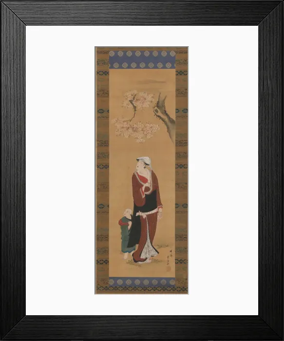Framed Print : Woman and Child under a Cherry Tree, late 18th-early 19th century. Creator: Utagawa Toyohiro Framed Print : Woman and Child under a Cherry Tree, late 18th-early 19th century. Creator: Utagawa Toyohiro