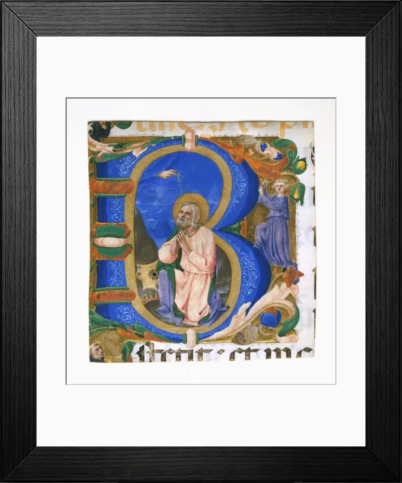 Framed Print : King David in Prayer in an Initial B, ca. 1450. Creator: Zanobi di Benedetto Strozzi Framed Print : King David in Prayer in an Initial B, ca. 1450. Creator: Zanobi di Benedetto Strozzi