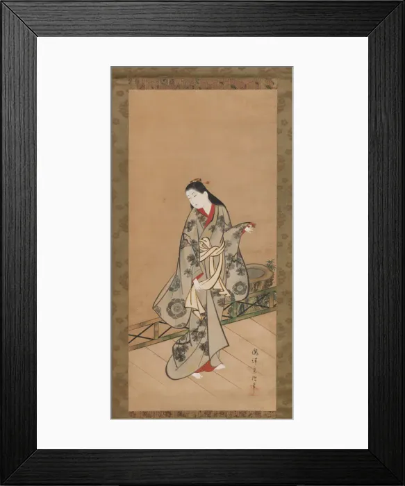 Framed Print : Woman on Veranda, ca. 1730. Creator: Takizawa Shigenobu Framed Print : Woman on Veranda, ca. 1730. Creator: Takizawa Shigenobu