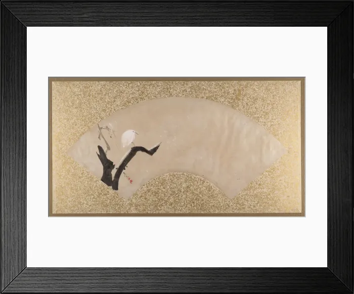 Framed Print : Egret on Tree Stump, late 19th century. Creator: Shibata Zeshin Framed Print : Egret on Tree Stump, late 19th century. Creator: Shibata Zeshin
