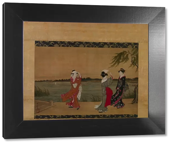 Three Girls on a Riverbank, early 19th century. Creator: Torii Kiyonaga
