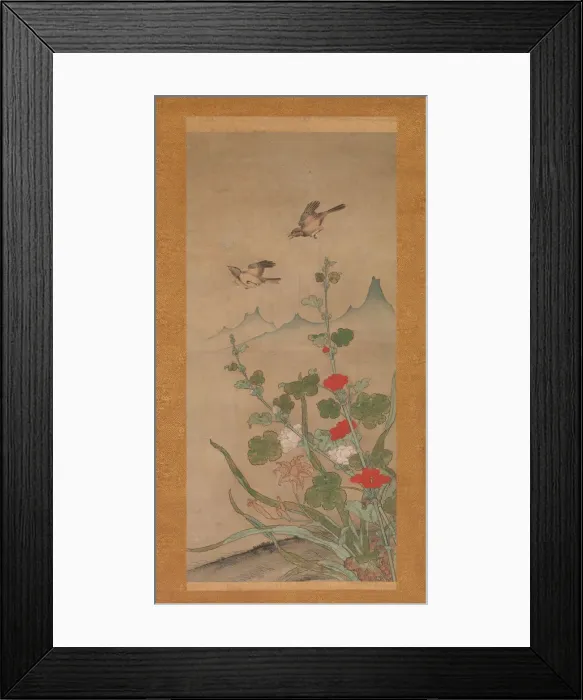 Framed Print : Birds and Flowers of Summer and Autumn, mid-16th century. Creator: Shikibu Terutada Framed Print : Birds and Flowers of Summer and Autumn, mid-16th century. Creator: Shikibu Terutada