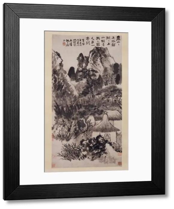 Framed Print : Hermitage in Mount Lu. Creator: Shitao Framed Print : Hermitage in Mount Lu. Creator: Shitao