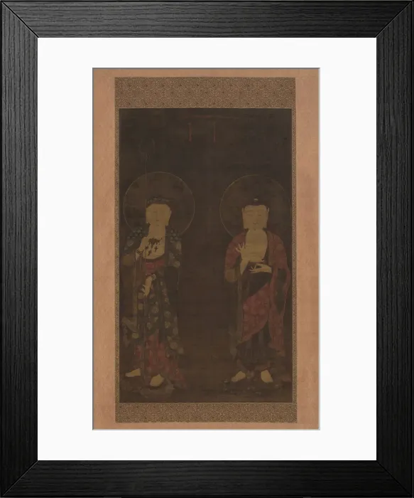 Framed Print : Amitabha and Kshitigarba, first half of the 14th century. Creator: Unknown Framed Print : Amitabha and Kshitigarba, first half of the 14th century. Creator: Unknown