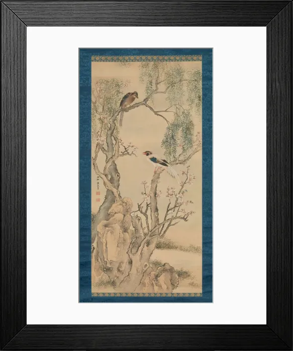 Framed Print : Birds in Willows and Blossoming Peach Tree. Creator: Yosa Buson Framed Print : Birds in Willows and Blossoming Peach Tree. Creator: Yosa Buson