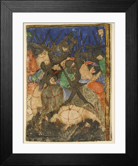 Framed Print : Manuscript Cutting Showing a Scene from Hebrew Scripture, Perhaps the Life of King David(?), c Framed Print : Manuscript Cutting Showing a Scene from Hebrew Scripture, Perhaps the Life of King David(?), c