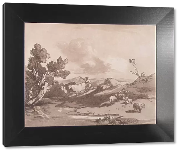Landscape with a Figure Herding Cattle, and a Shepherd Resting, May 21, 1789
