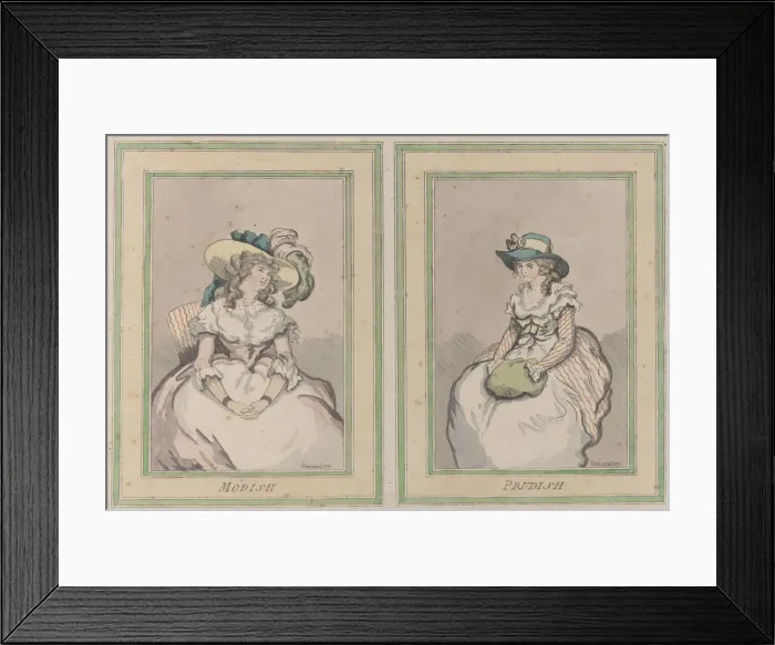 Framed Print : Modish and Prudish, December 1, 1791. December 1, 1791. Creator: Thomas Rowlandson Framed Print : Modish and Prudish, December 1, 1791. December 1, 1791. Creator: Thomas Rowlandson