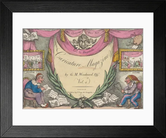 Framed Print : Title Page, The Caricature Magazine by G. M. Woodward, Vol. 4, 1809. 1809 Framed Print : Title Page, The Caricature Magazine by G. M. Woodward, Vol. 4, 1809. 1809
