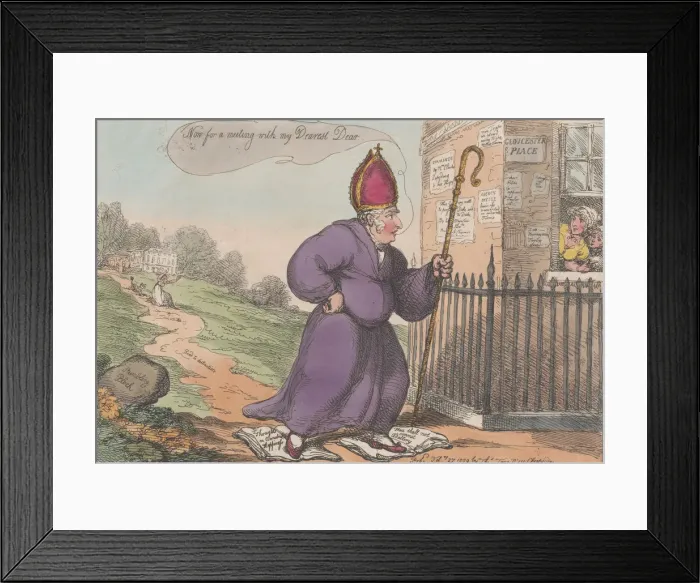 Framed Print : A Pilgrimage from Surry to Gloucester Place or the Bishop in an Extacy, February 27, 1809 Framed Print : A Pilgrimage from Surry to Gloucester Place or the Bishop in an Extacy, February 27, 1809