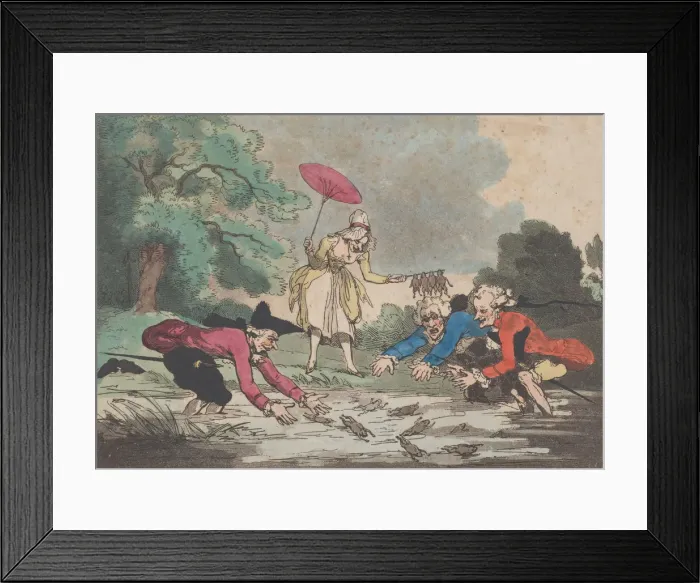 Framed Print : Frog Hunting, April 20, 1790. April 20, 1790. Creator: Thomas Rowlandson Framed Print : Frog Hunting, April 20, 1790. April 20, 1790. Creator: Thomas Rowlandson
