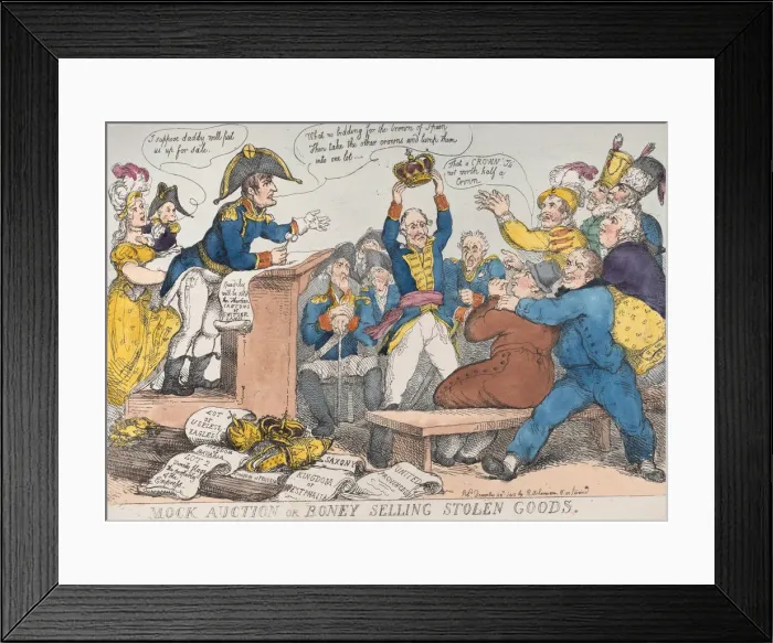 Framed Print : Mock Auction or Boney Selling Stolen Goods, December 25, 1813. December 25, 1813 Framed Print : Mock Auction or Boney Selling Stolen Goods, December 25, 1813. December 25, 1813