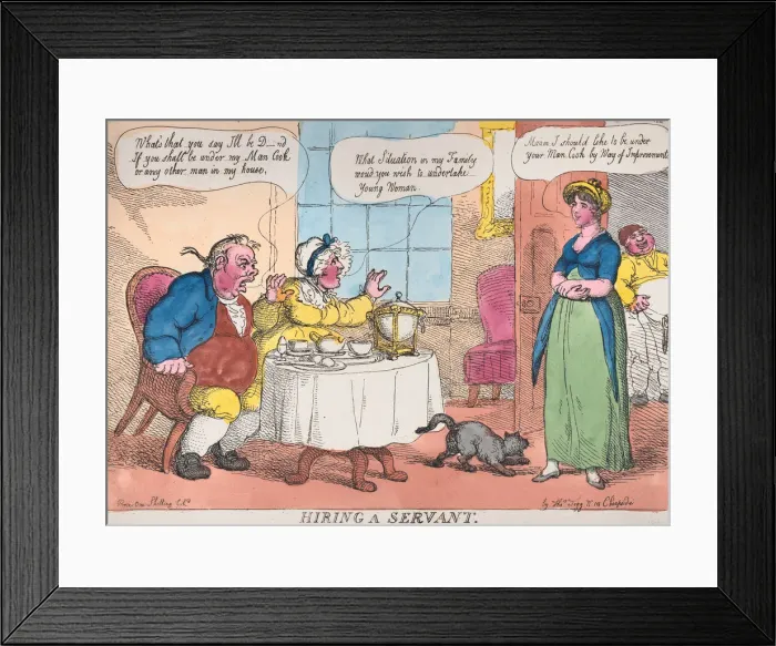 Framed Print : Hiring a Servant, 1811. 1811. Creator: Thomas Rowlandson Framed Print : Hiring a Servant, 1811. 1811. Creator: Thomas Rowlandson