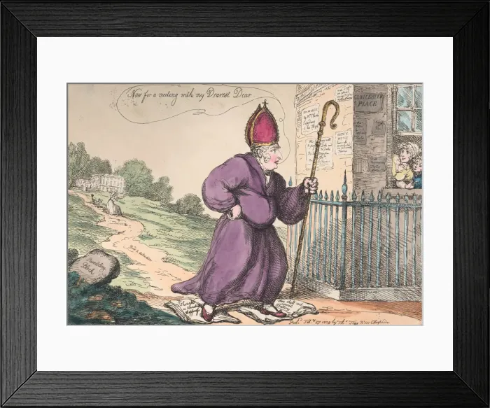 Framed Print : A Pilgrimage from Surry to Gloucester Place or the Bishop in an Extacy, February 27, 1809 Framed Print : A Pilgrimage from Surry to Gloucester Place or the Bishop in an Extacy, February 27, 1809